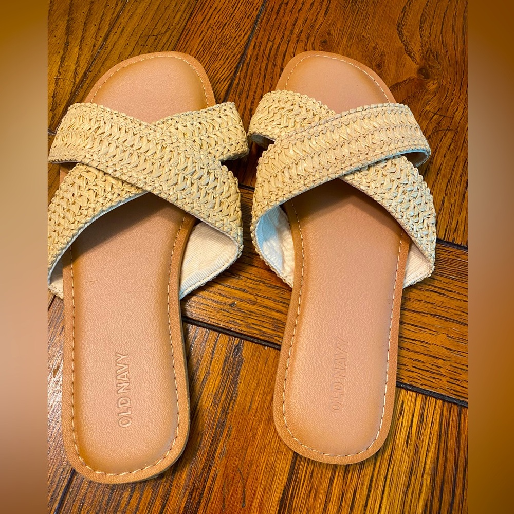 Rattan slide sandals